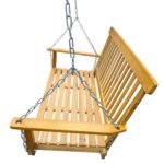 Wood Porch Swing With Armrests & Hanging Chains For Patio, Garden Yard - Image 3