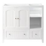 White MDF Painted Double Door Double Drawer With Masking Strip Basin Cabinet 91x46x82cm - Image 2
