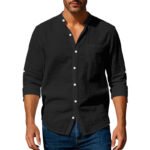 Long Sleeve Stand Collar Shirt With Pockets Casual Men's Clothing - Image 8