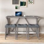 Bar Table Set With Power Outlet, Bar Table And Chairs Set, 4 Piece Dining Table Set, Industrial Brea - Image 9