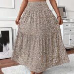 Women's Boho Floral Maxi Skirt - High Elastic Waist, Pleated A-Line Long Skirt - Image 4
