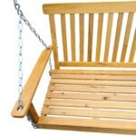 Wood Porch Swing With Armrests & Hanging Chains For Patio, Garden Yard - Image 7