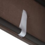 Patio Swing Bench 3-Person Steel Canopy Cushioned With Side Trays Comfortable Brown - Image 8