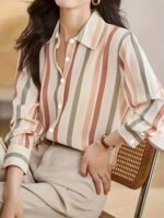 Ladies' Long-sleeved Striped Printed Versatile Casual Shirt - Image 3
