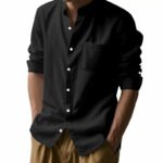 Long Sleeve Stand Collar Shirt With Pockets Casual Men's Clothing - Image 4