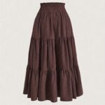 Women's Solid Color High-Waist Knot Detail Flowy Pleated Midi Skirt - Elegant A-Line Skirt For Spring Summer - Image 6