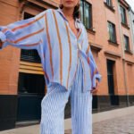 Women's Casual Striped Button-Down Shirt With Drop Sleeves Comfortable Loose-Fit Long Sleeve Top For Spring & Fall - Image 4