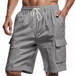 Loose Sports And Leisure Solid Color Linen Drawstring Shorts - Image 4