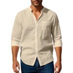 Long Sleeve Stand Collar Shirt With Pockets Casual Men's Clothing - Image 6
