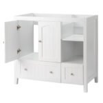 White MDF Painted Double Door Double Drawer With Masking Strip Basin Cabinet 91x46x82cm - Image 5