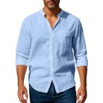 Long Sleeve Stand Collar Shirt With Pockets Casual Men's Clothing - Image 10