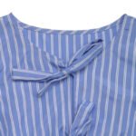 Women's Striped Tie Front Puff Sleeve Summer Casual Mini Dresses Loose Flowy Sundress - Image 7