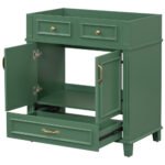 30 Inch Bathroom Vanity Without Top, Solid Wood Frame Bathroom Storage Cabinet With Soft Close Door, Frame Only Bathroom Storage Cabinet, Vintage Style, Green - Image 6