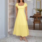 Women's Bohemian Backless Maxi Dress Flowy Ruffled Beach Dress With Adjustable Belt Summer Vacation Boho Dress For Casual Outings - Image 2