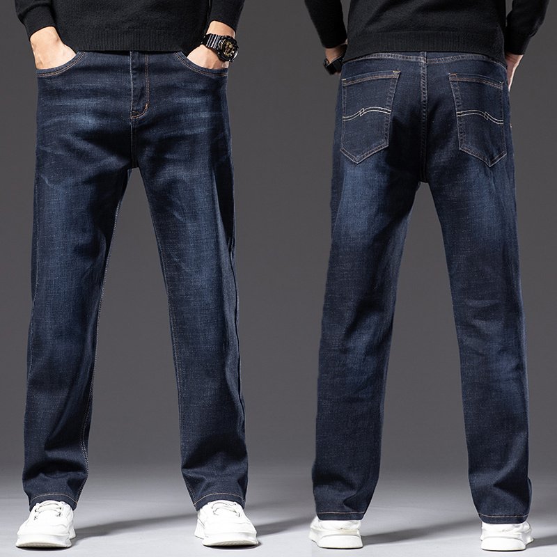 8615723e-901f-4d3f-9c57-f23b6f105715.jpg High Elastic Men's Straight Loose Spring And Autumn Jeans - Image 1
