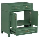 30 Inch Bathroom Vanity Without Top, Solid Wood Frame Bathroom Storage Cabinet With Soft Close Door, Frame Only Bathroom Storage Cabinet, Vintage Style, Green - Image 5