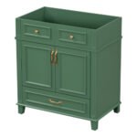 30 Inch Bathroom Vanity Without Top, Solid Wood Frame Bathroom Storage Cabinet With Soft Close Door, Frame Only Bathroom Storage Cabinet, Vintage Style, Green - Image 2