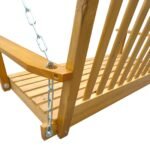 Wood Porch Swing With Armrests & Hanging Chains For Patio, Garden Yard - Image 10