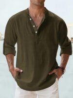 Men's Long-sleeved Breathable Button-down Shirt - Image 5