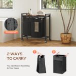 Laundry Hamper With 3 Pull-Out Removable Laundry Bags Clothing Sorter With Shelf And Wheels Adjustable Feet, 3 X 8.6 Gallons - Image 4