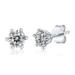 Classic Six-prong Moissanite Silver Earrings Luxury Fashion Diamond Stud Earrings - Image 2