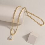Wish Light - A Fashionable And Trendy Diamond Jewelry Necklace Pendant Set With Pear-shaped Moissanite S925 Sterling Silver And Gold Plating - Image 6