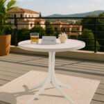 Modern White Round Plastic Table  36 Inch IndoorOutdoor Dining Table & Coffee Table, Lightweight Polypropylene All-Weather Patio Table For Garden, Courtyard, Kitchen, Camping - Image 3