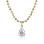 Wish Light - A Fashionable And Trendy Diamond Jewelry Necklace Pendant Set With Pear-shaped Moissanite S925 Sterling Silver And Gold Plating - Image 4