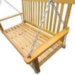 Wood Porch Swing With Armrests & Hanging Chains For Patio, Garden Yard - Image 9