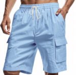 Loose Sports And Leisure Solid Color Linen Drawstring Shorts - Image 6