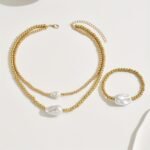 Lxalry Gold Electroplated Layered Jewelry Set, Handmade Necklace & Bracelet Duo, Lightweight 20g Stackable Gift For Everyday Elegance & Evening Glamour - Image 4