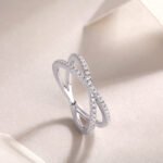 Double Band Diamond Ring Luxury Fashion Set Moissanite Silver Ring - Image 5