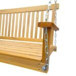Wood Porch Swing With Armrests & Hanging Chains For Patio, Garden Yard - Image 8