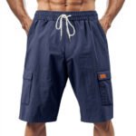 Loose Sports And Leisure Solid Color Linen Drawstring Shorts - Image 10