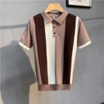 Short Sleeve Men's Vintage Stripe Personality Zipper Half Sleeve - Image 4