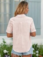 Large Size Solid Color Shirt Button White Is Very Suitable For Spring Summer Office Or Leisure Wear. - Image 9