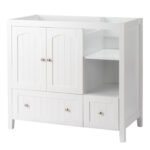 White MDF Painted Double Door Double Drawer With Masking Strip Basin Cabinet 91x46x82cm - Image 7