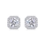 Heart Rose Luxury Fashion Diamond Earrings Stud Set With Mosan Diamond Silver Ornaments