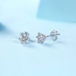 Classic Six-prong Moissanite Silver Earrings Luxury Fashion Diamond Stud Earrings - Image 4