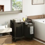 Laundry Hamper With 3 Pull-Out Removable Laundry Bags Clothing Sorter With Shelf And Wheels Adjustable Feet, 3 X 8.6 Gallons - Image 3