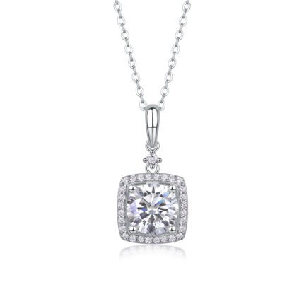 Innocent Mary Luxury Fashion Diamond Pendant Necklace Set With Mosan Diamond Silver Ornaments
