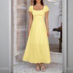 Women's Bohemian Backless Maxi Dress Flowy Ruffled Beach Dress With Adjustable Belt Summer Vacation Boho Dress For Casual Outings - Image 3