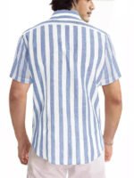 Casual Fashion Short Sleeve Striped Dress Shirt Cotton Beach Shirt - Image 6