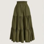 Women's Solid Color High-Waist Knot Detail Flowy Pleated Midi Skirt - Elegant A-Line Skirt For Spring Summer - Image 9